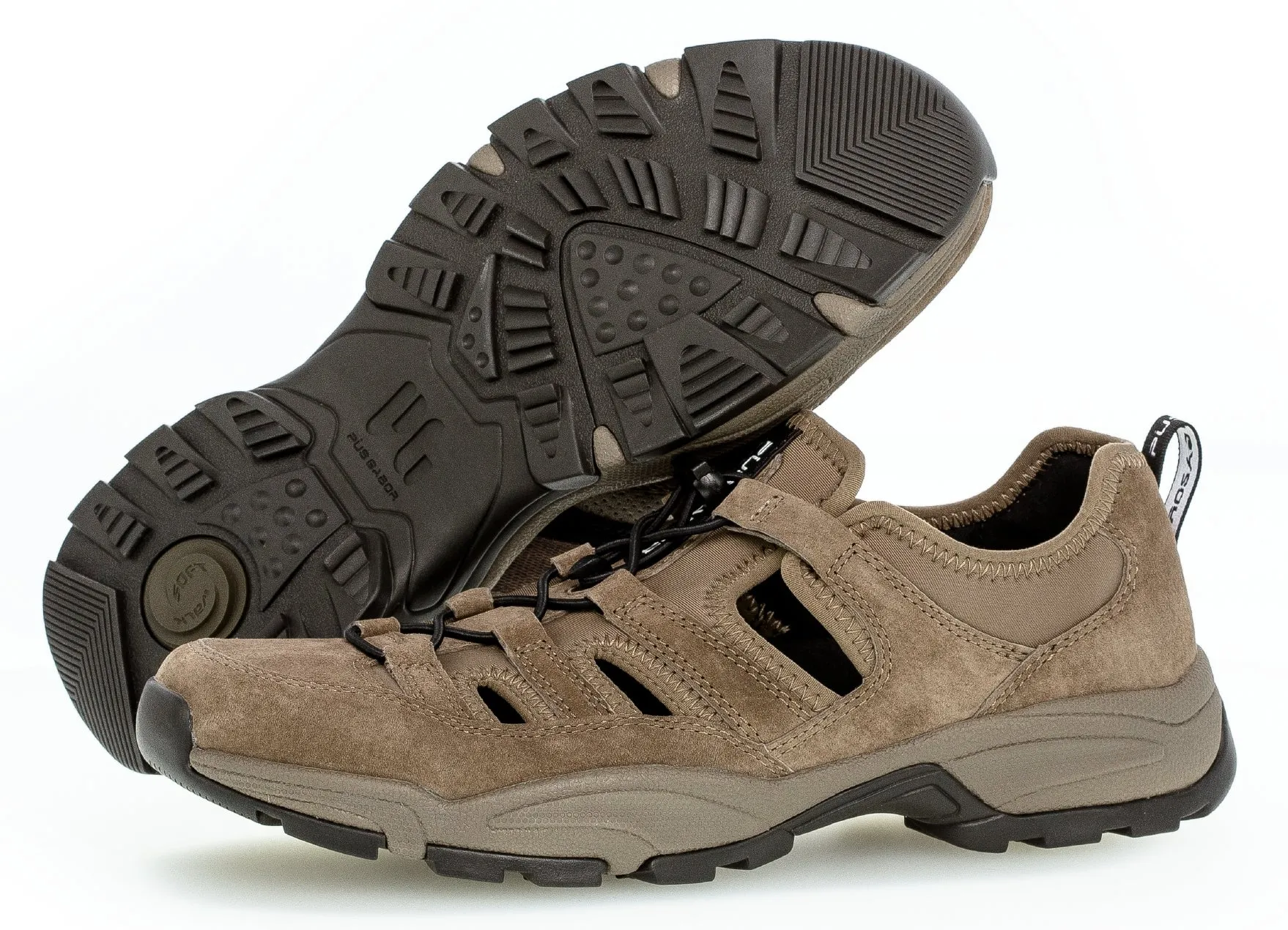 '0138.13.02' men's walking semi closed sandal - brown