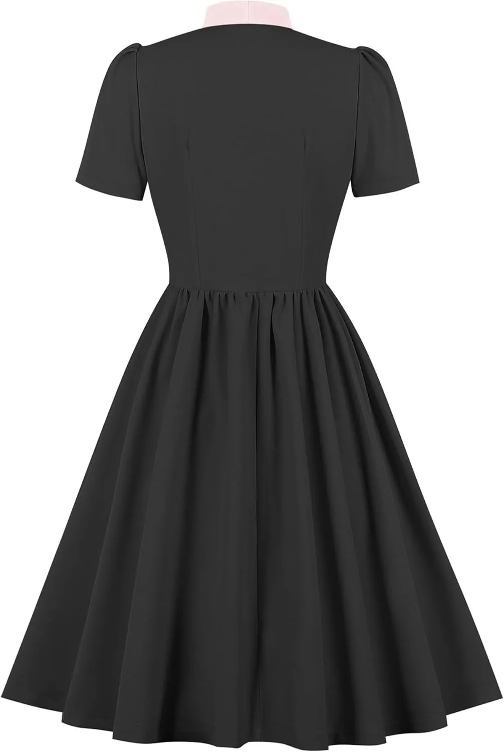 1950s Dresses for Women Vintage Rockabilly Retro Short Sleeve Tie Midi Dress Cocktail Party Evening Prom Gown