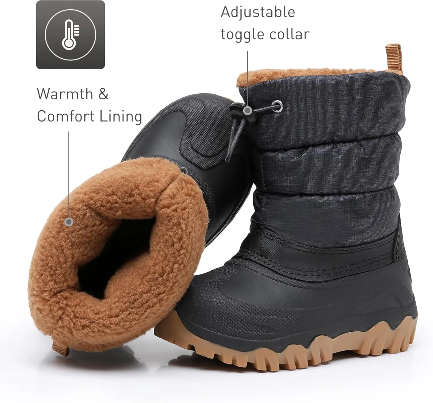 Ahannie Kids Boys Girls Winter Snow Boots Waterproof Anti-Slip Warm Outdoor Shoes (Toddler/Little Kid)