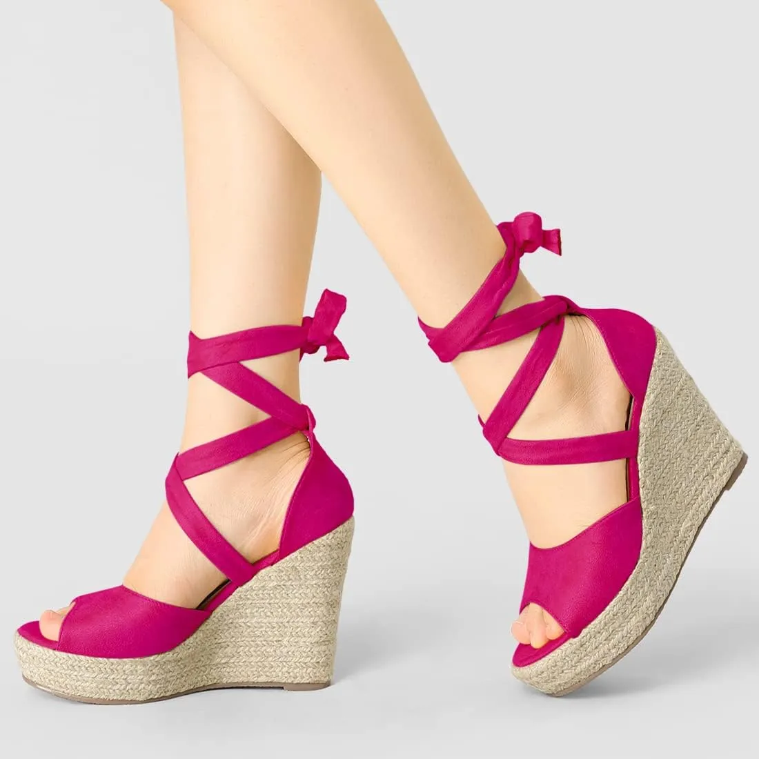 Allegra K Women's Lace Up Espadrilles Platform Platform Wedges Sandals
