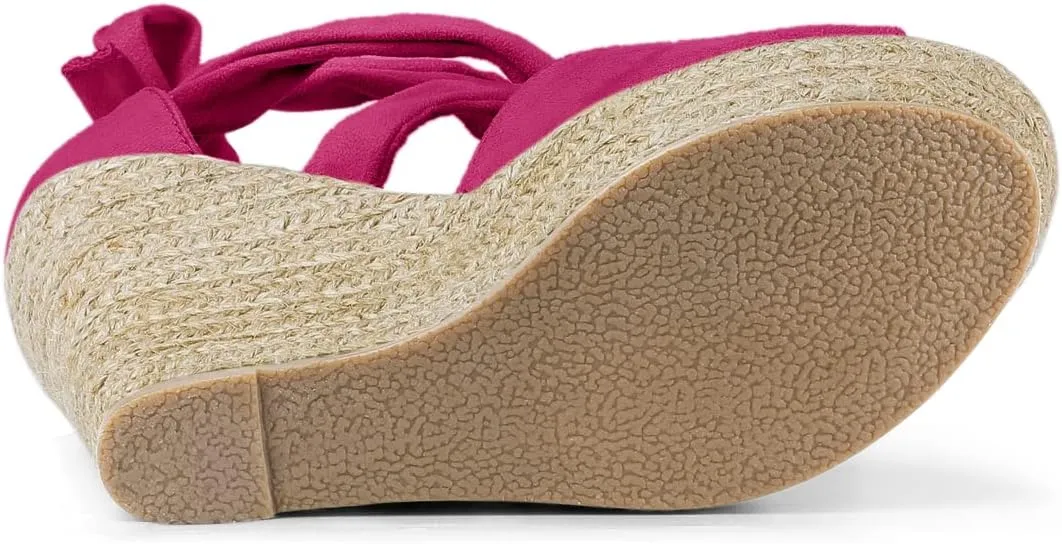 Allegra K Women's Lace Up Espadrilles Platform Platform Wedges Sandals