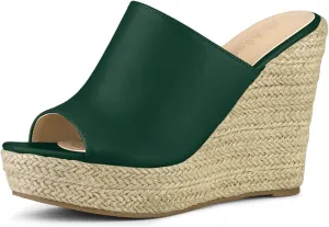 Allegra K Women's Slip on Platform Sandals Espadrilles Wedges Slides Mules