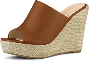 Allegra K Women's Slip on Platform Sandals Espadrilles Wedges Slides Mules