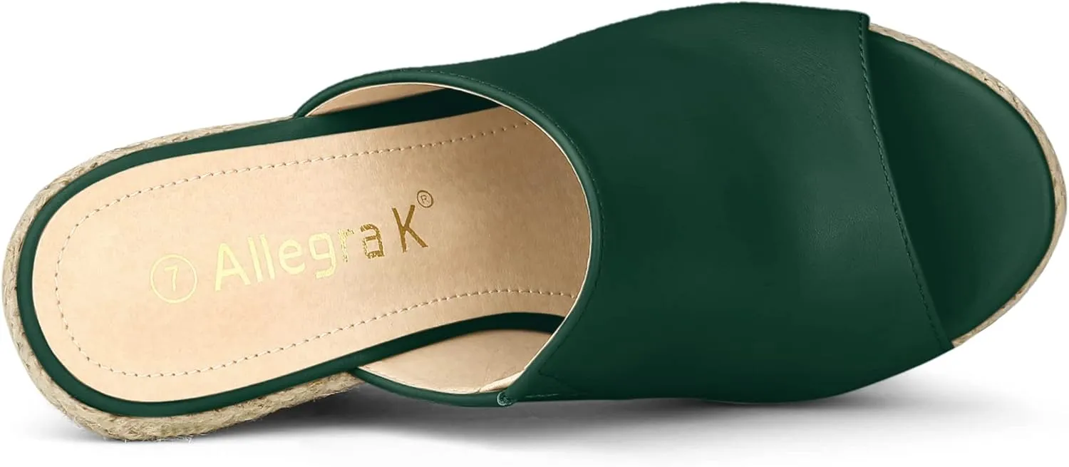 Allegra K Women's Slip on Platform Sandals Espadrilles Wedges Slides Mules