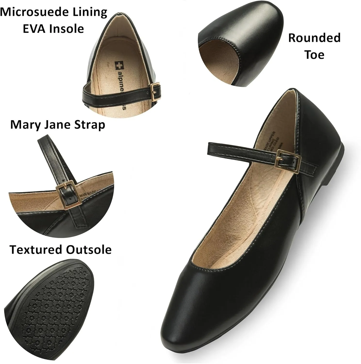 Alpine Swiss Cleo Womens Ballet Mary Jane Flats Dressy Round Toe Comfort Shoe