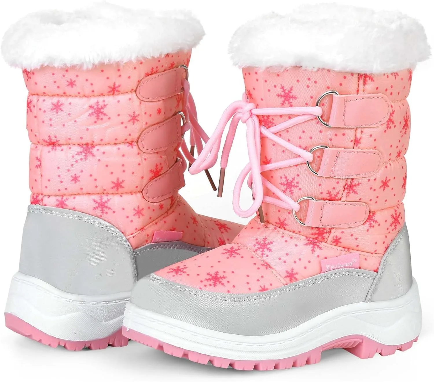 Apakowa Kids Girls Insulated Fur Winter Warm Snow Boots (Toddler/Little Kid)