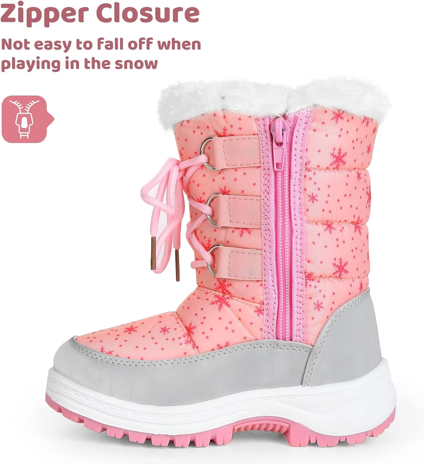 Apakowa Kids Girls Insulated Fur Winter Warm Snow Boots (Toddler/Little Kid)