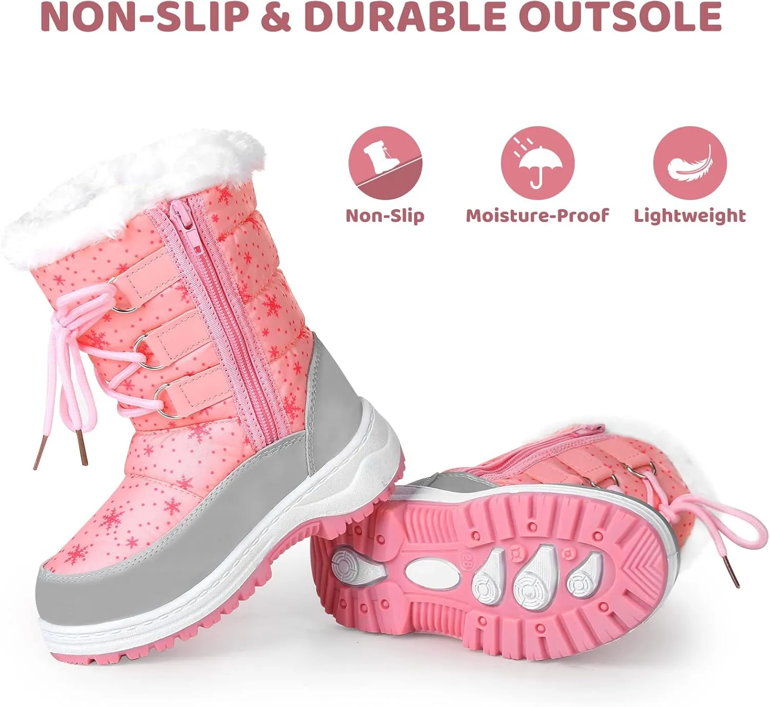 Apakowa Kids Girls Insulated Fur Winter Warm Snow Boots (Toddler/Little Kid)