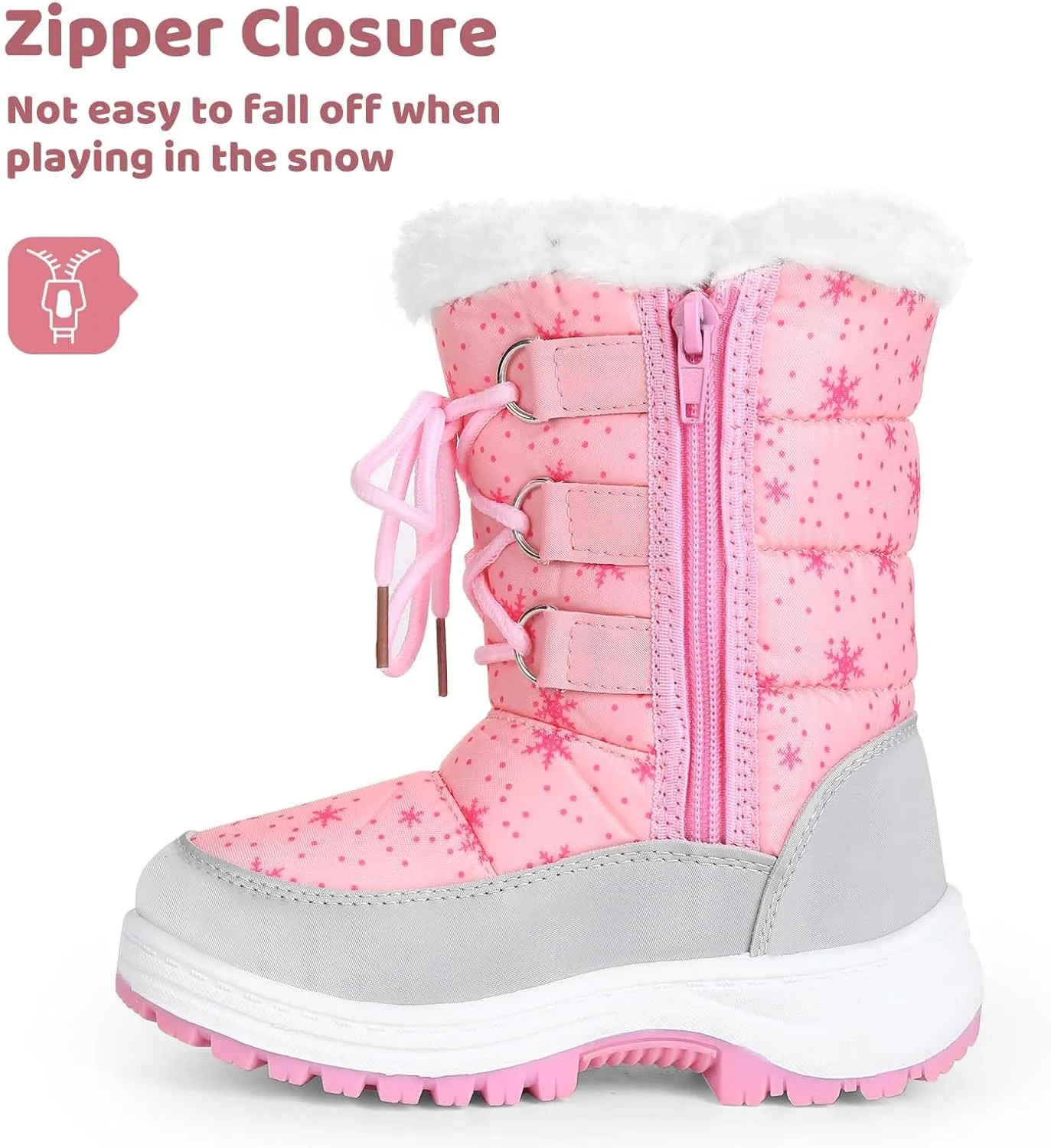 Apakowa Kids Girls Insulated Fur Winter Warm Snow Boots (Toddler/Little Kid)