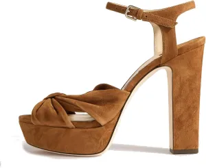 Arqa Bow Platform Sandals for Women Peep Toe Ankle Strap Knotted Block Heels 4.7" Chunky Heel Sandal