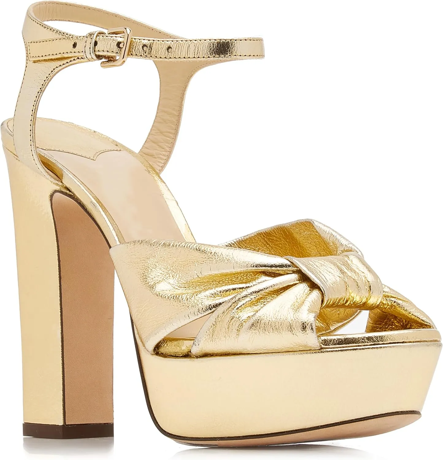 Arqa Bow Platform Sandals for Women Peep Toe Ankle Strap Knotted Block Heels 4.7" Chunky Heel Sandal
