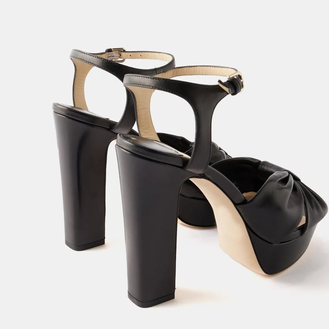 Arqa Bow Platform Sandals for Women Peep Toe Ankle Strap Knotted Block Heels 4.7" Chunky Heel Sandal