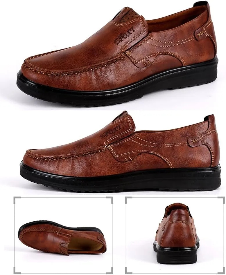 Asifn Men Casual Driving Shoes Leather Penny Loafers Slip Ons Outdoor Boat Walking Comfortable Walking Flats Breathable