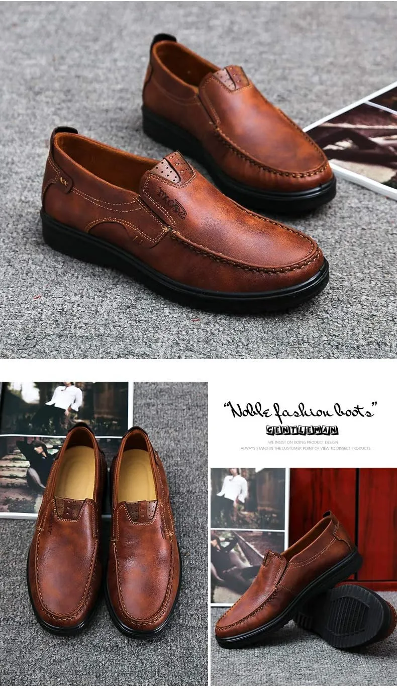Asifn Men Casual Driving Shoes Leather Penny Loafers Slip Ons Outdoor Boat Walking Comfortable Walking Flats Breathable