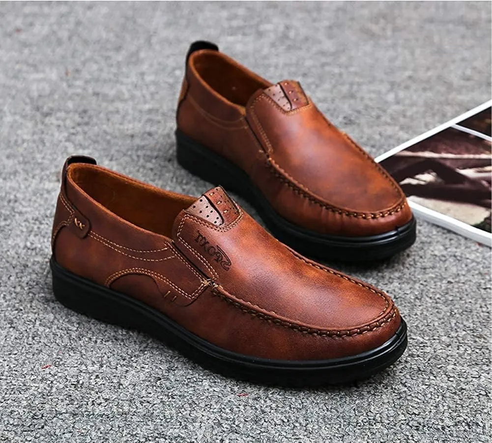 Asifn Men Casual Driving Shoes Leather Penny Loafers Slip Ons Outdoor Boat Walking Comfortable Walking Flats Breathable