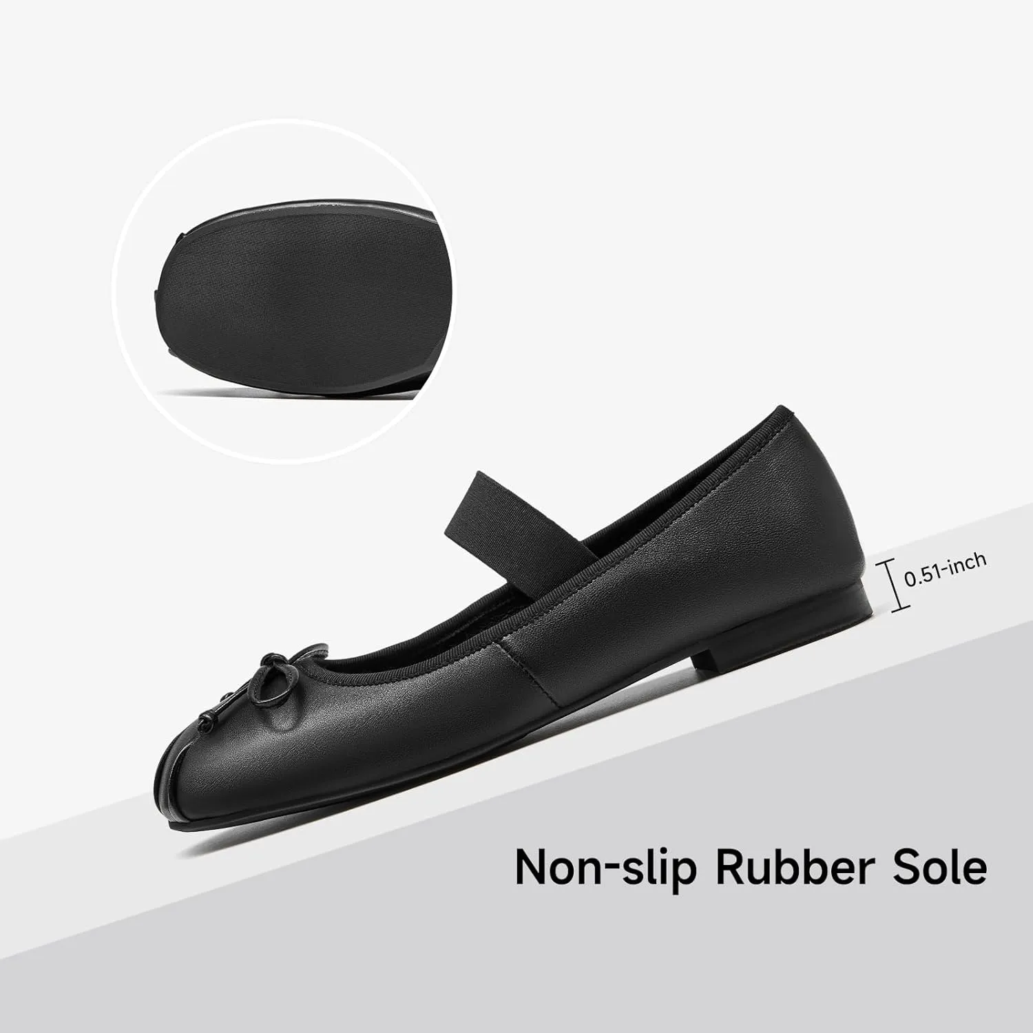 BEAU TODAY Ballet Flats for Women, Womens Mary Janes, Leather Ballerina Flats for Women, Comfortable Round Toe Bow Flat Mary Janes, Casual Dressy Shoes