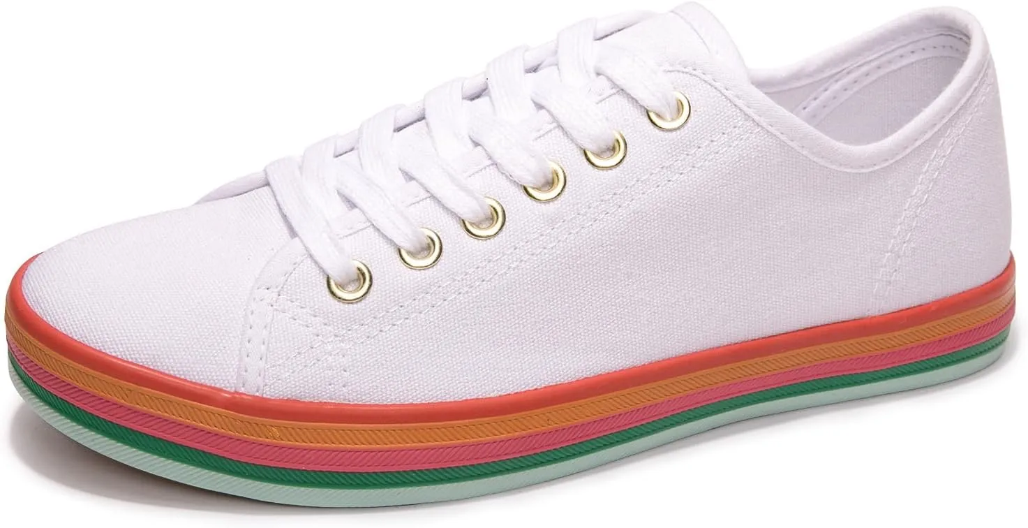 BENEKER Women's Low Top Canvas Shoes Lace up Fashion Sneakers Casual Comfort Walking Shoes