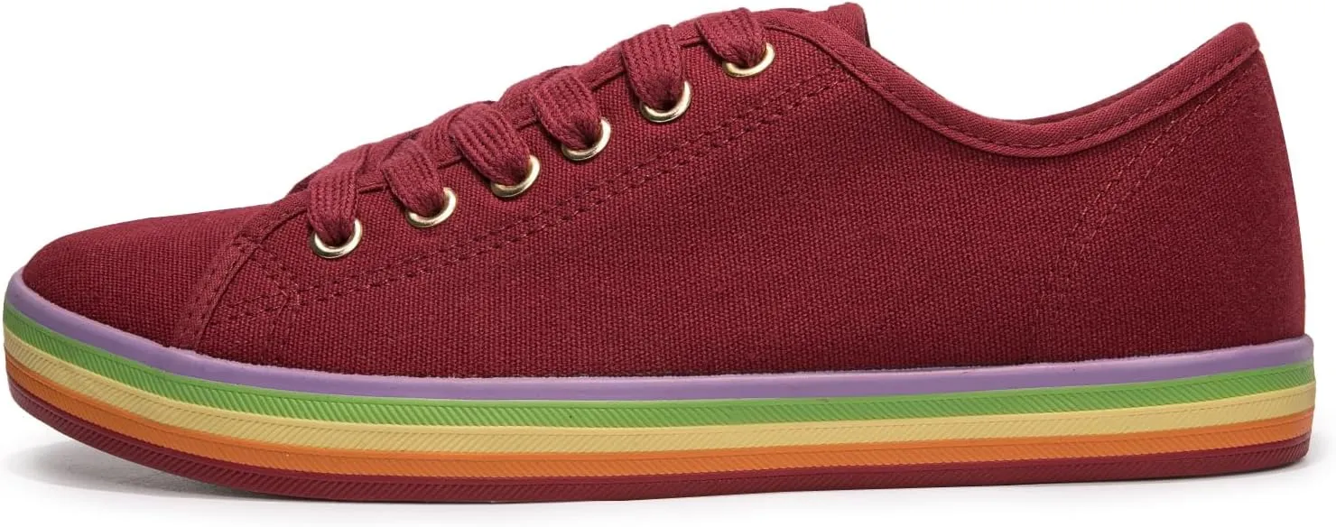 BENEKER Women's Low Top Canvas Shoes Lace up Fashion Sneakers Casual Comfort Walking Shoes