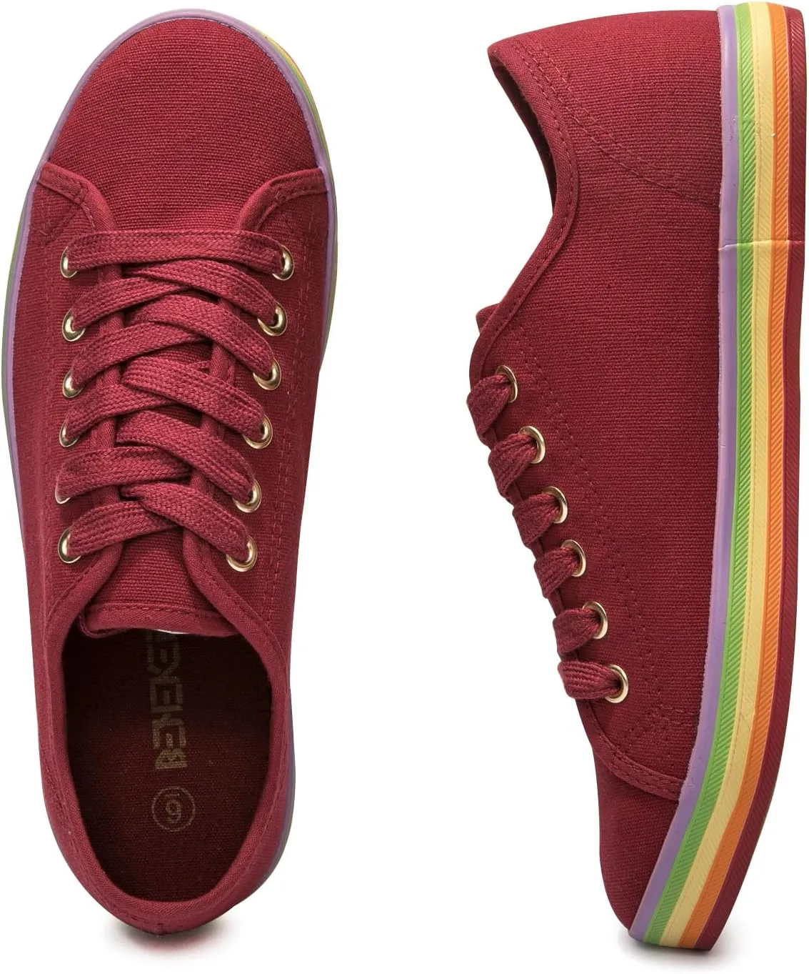 BENEKER Women's Low Top Canvas Shoes Lace up Fashion Sneakers Casual Comfort Walking Shoes
