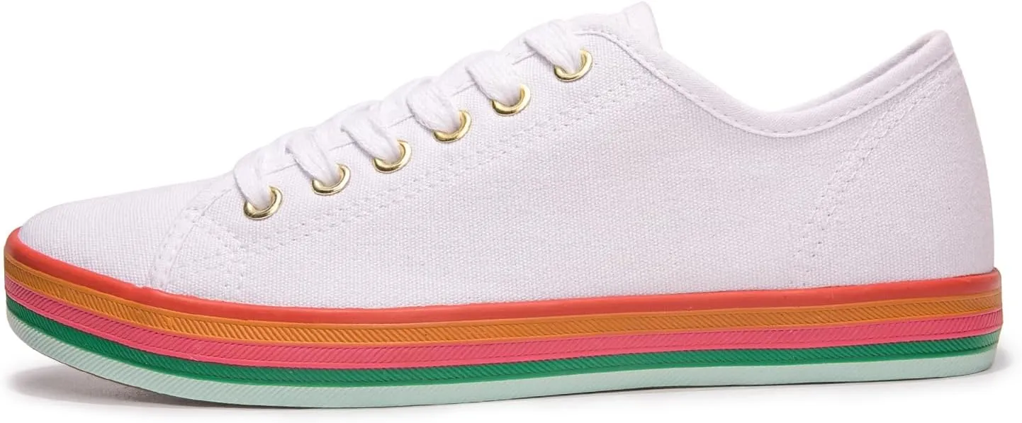 BENEKER Women's Low Top Canvas Shoes Lace up Fashion Sneakers Casual Comfort Walking Shoes
