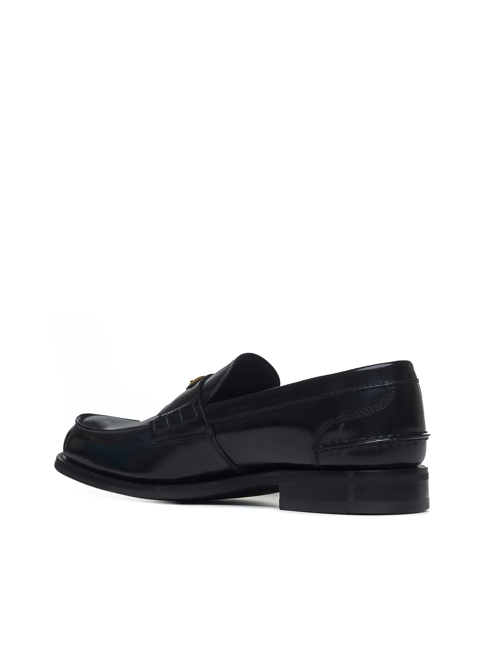 Black brushed leather loafers