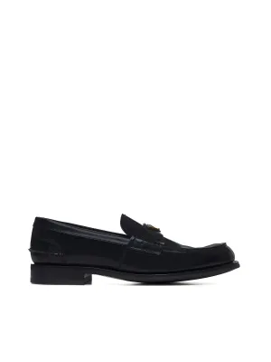 Black brushed leather loafers