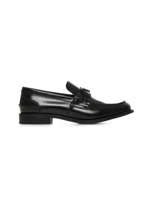 Black brushed leather loafers