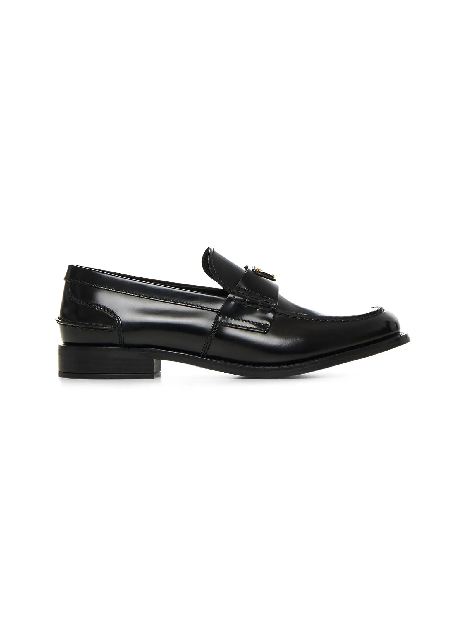 Black brushed leather loafers