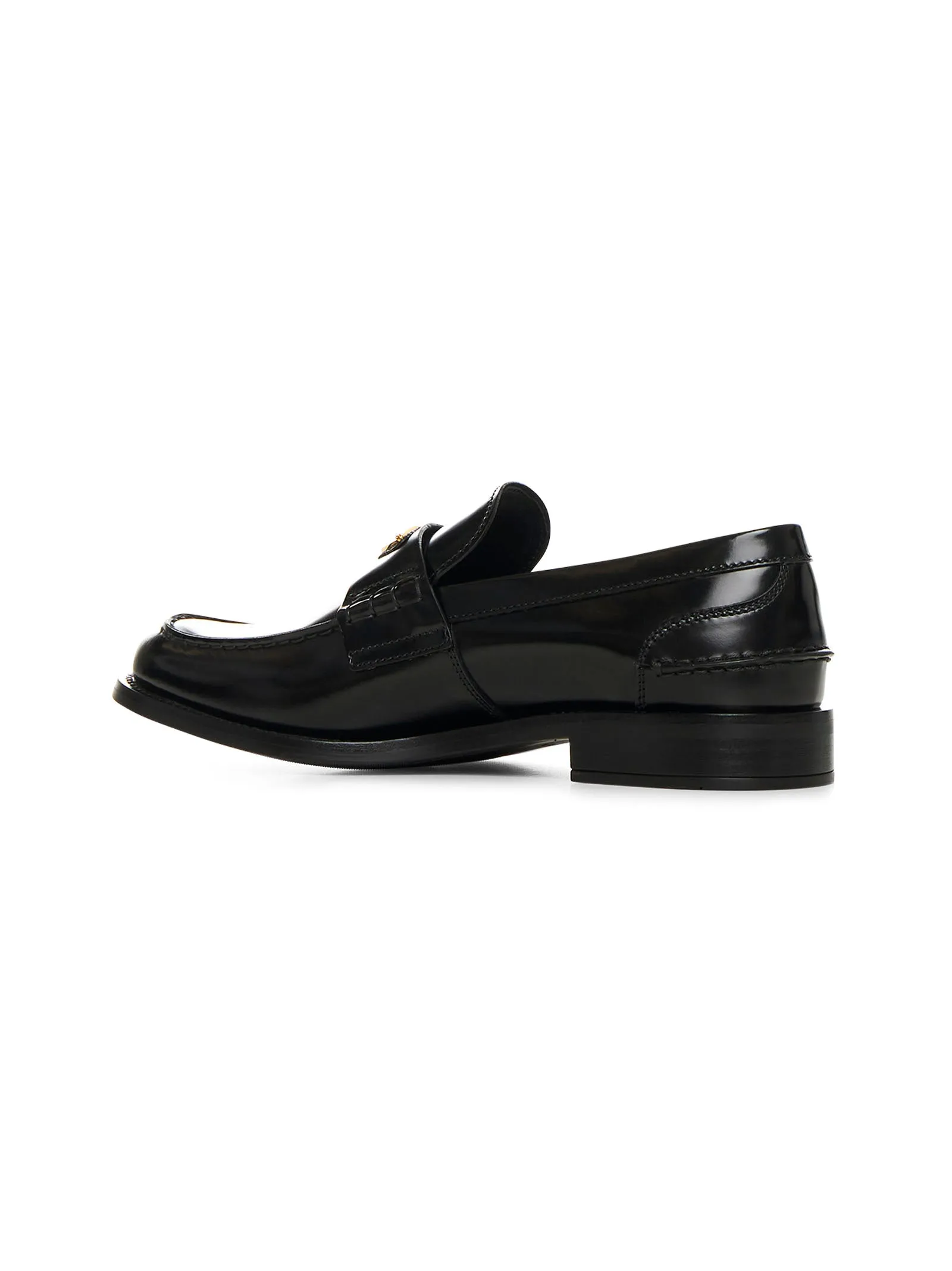Black brushed leather loafers