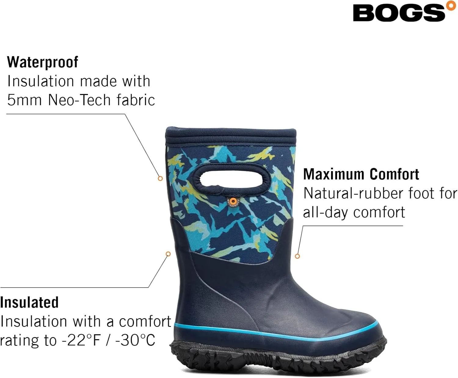 BOGS Grasp Kids Waterproof Insulated All Weather Rain Boots Mud Boots I For Snow, Rain, Winter, Mud and Cold Weather for Toddlers, Girls, Boys, Unisex