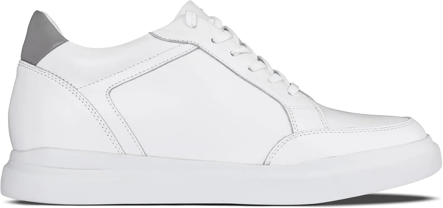 CALTO Men's Invisible Height Increasing Elevator Shoes - Lightweight Lace-up Casual Sneakers - 2.6 Inches Taller