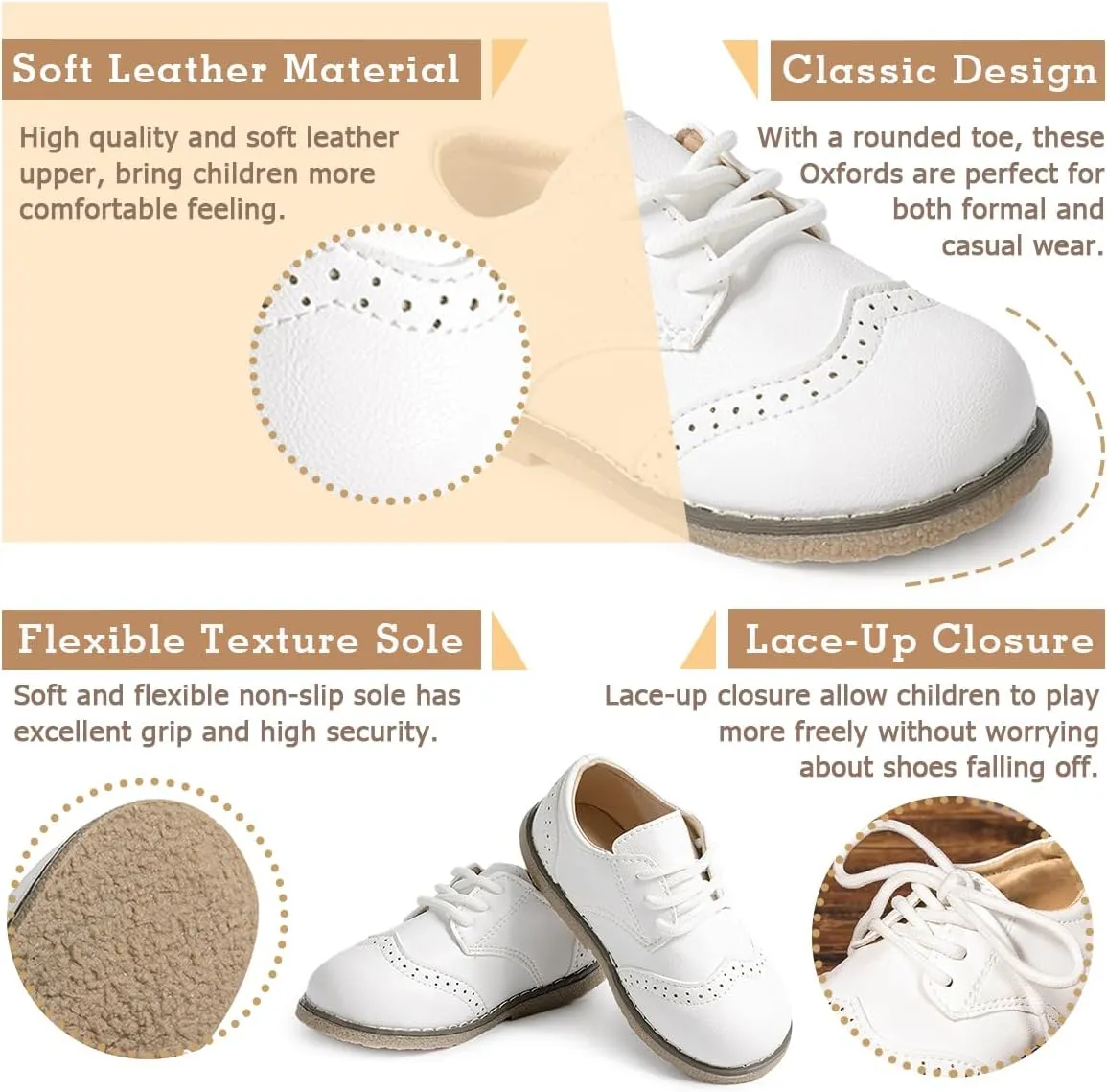 Casazoe Boys Girls Oxford Wedding Dress Shoes Classic School Uniform Flats Formal Casual Loafer for Toddler Little Kid