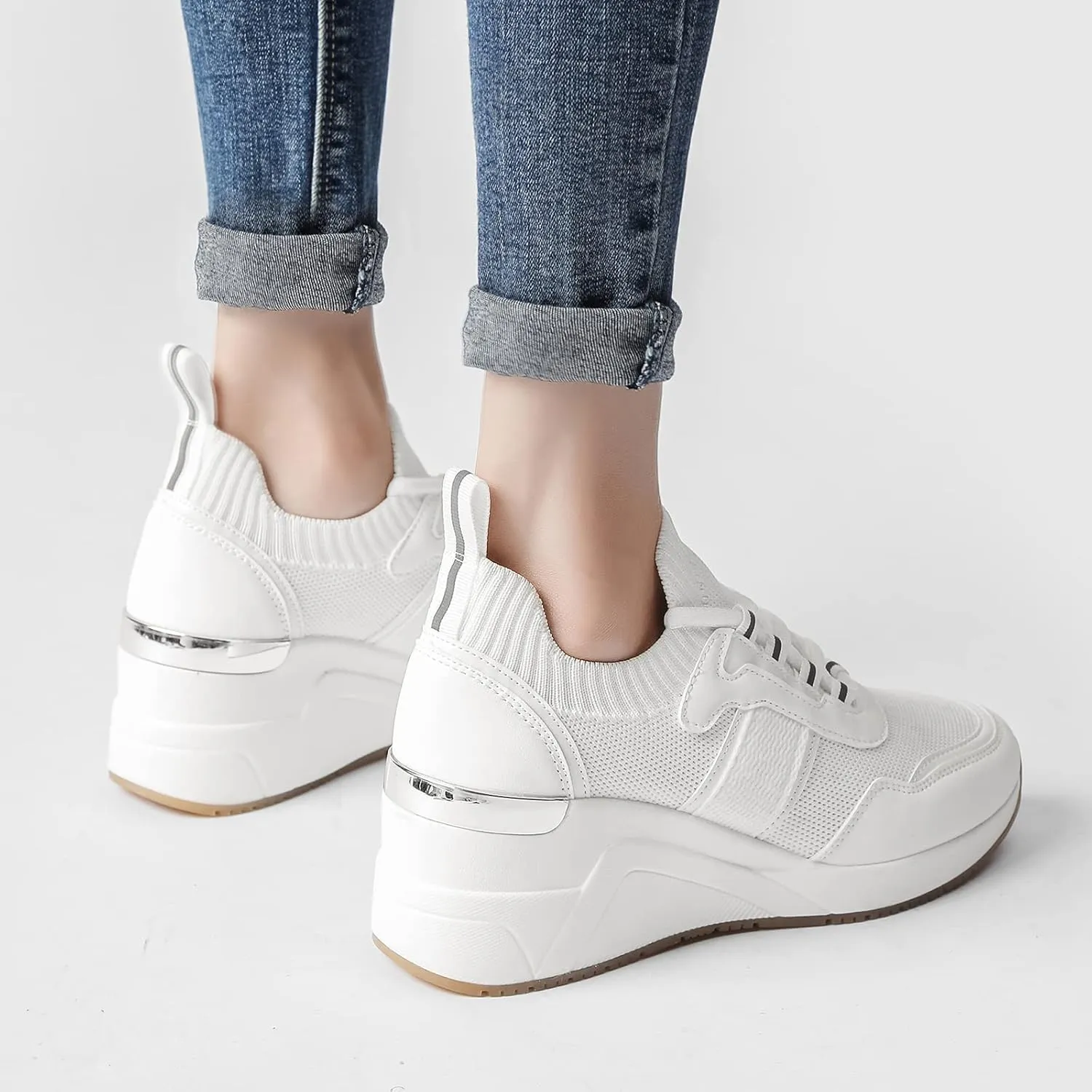 Cestfini Wedge Sneakers for Women - Wedge Tennis Shoes Non-Slip Women Fashion Sneakers