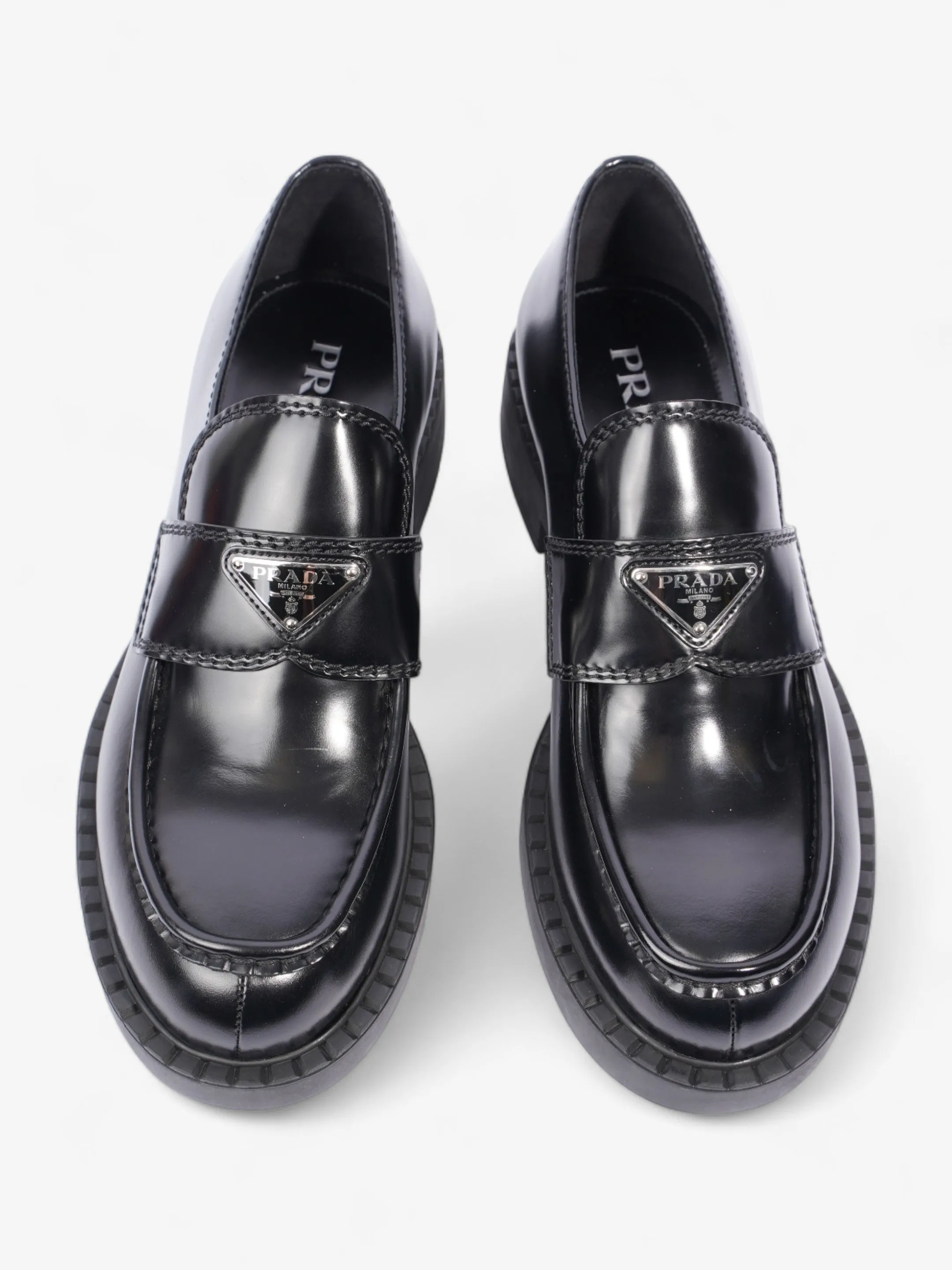 Chocolate Brushed Loafers Black Leather EU 42 UK 8