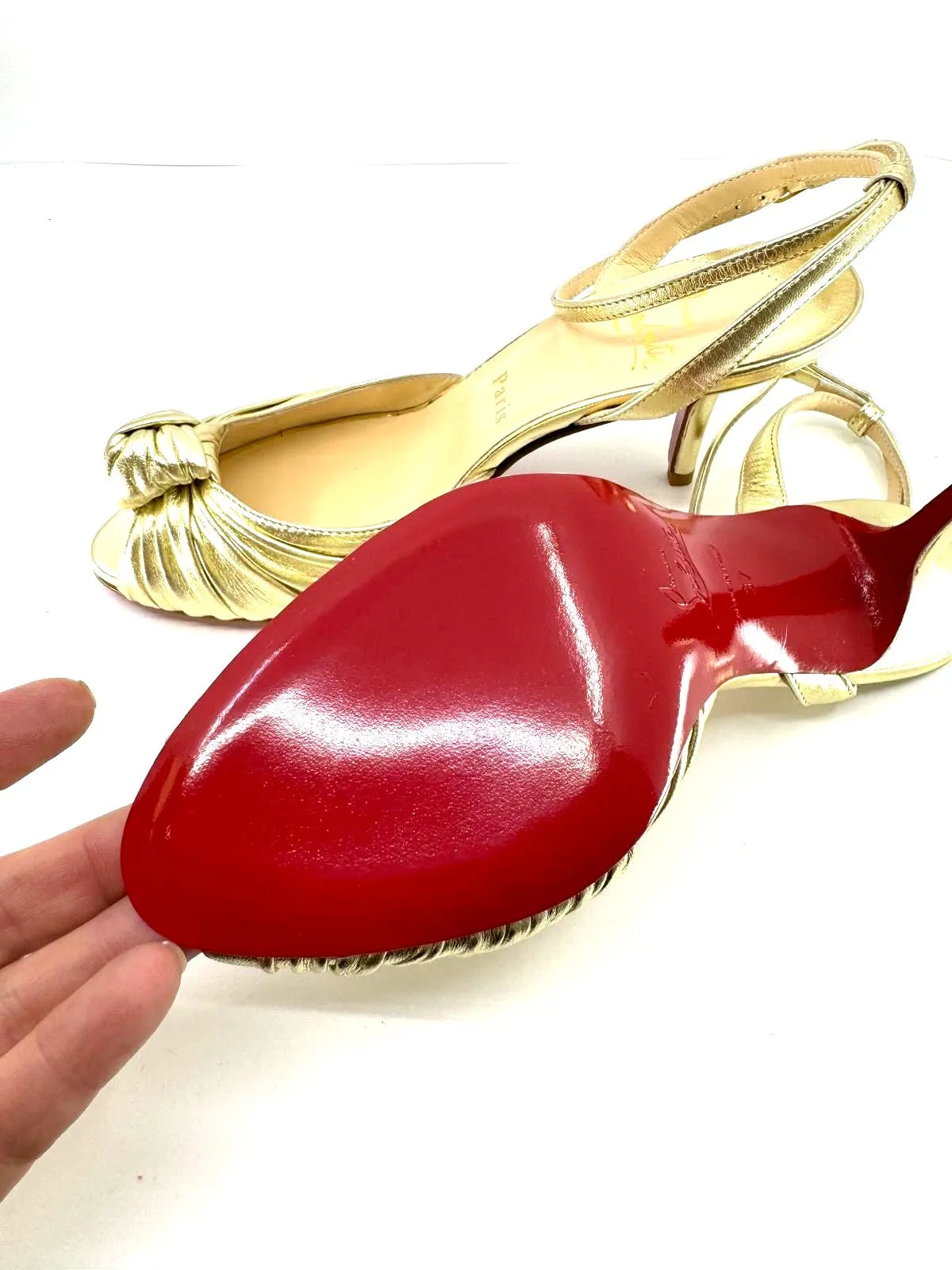 CHRISTIAN LOUBOUTIN MARCHAVEKEL 85 KNOTTED PEEP TOE SANDALS