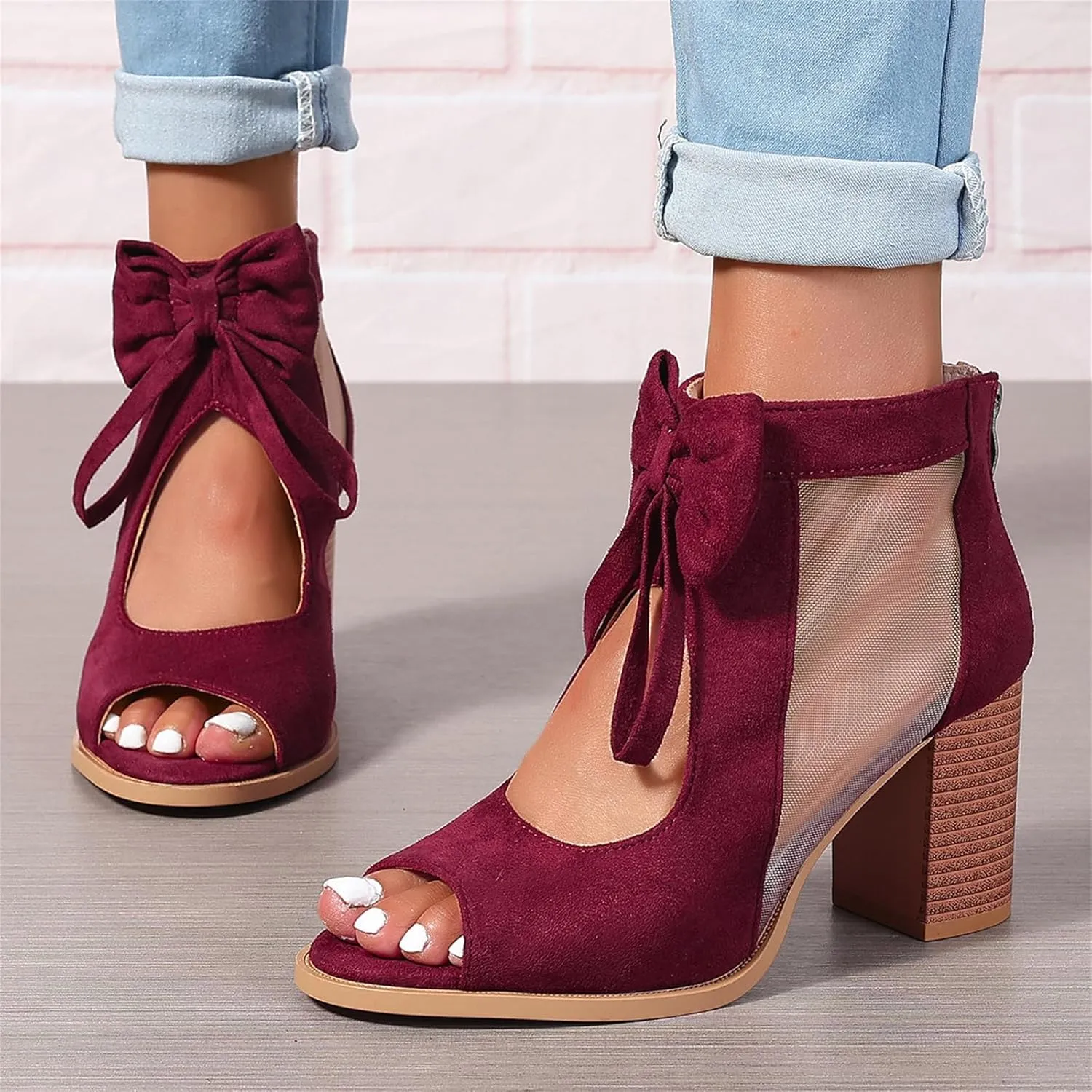 Chunky Heels For Women Wedding Block Heels Open Toe Ankle Strap Heeled Sandals Comfortable Party Dress Pumps Shoes