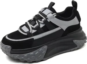 Chunky Sneakers for Women Fashion Platform Leather Casual Dad Shoes Comfortable Wedge Walking Sport Sneakers