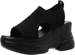 Contrast Paneled Cutout Lace-Up Muffin Sandals for Women Causal Summer Open Toe Platform Muffin Sandal Shoes