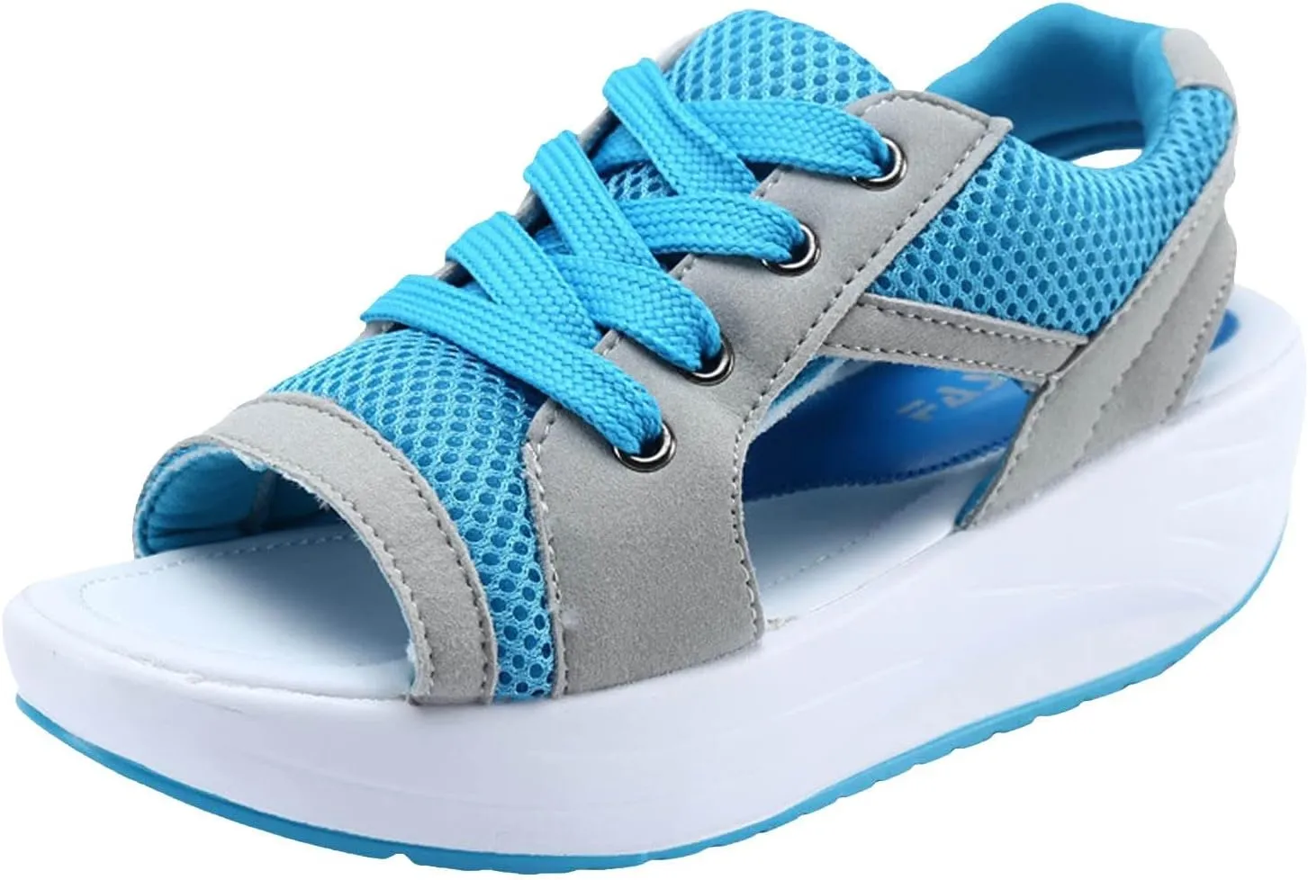 Contrast Paneled Cutout Lace-Up Muffin Sandals for Women Causal Summer Open Toe Platform Muffin Sandal Shoes
