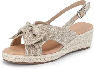 Coutgo Women's Platform Espadrille Wedge Sandals Slingback Bowknot Open Toe Casual Summer Dress Shoes