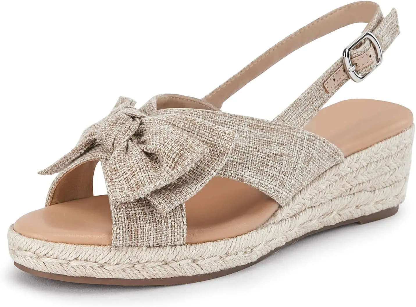 Coutgo Women's Platform Espadrille Wedge Sandals Slingback Bowknot Open Toe Casual Summer Dress Shoes