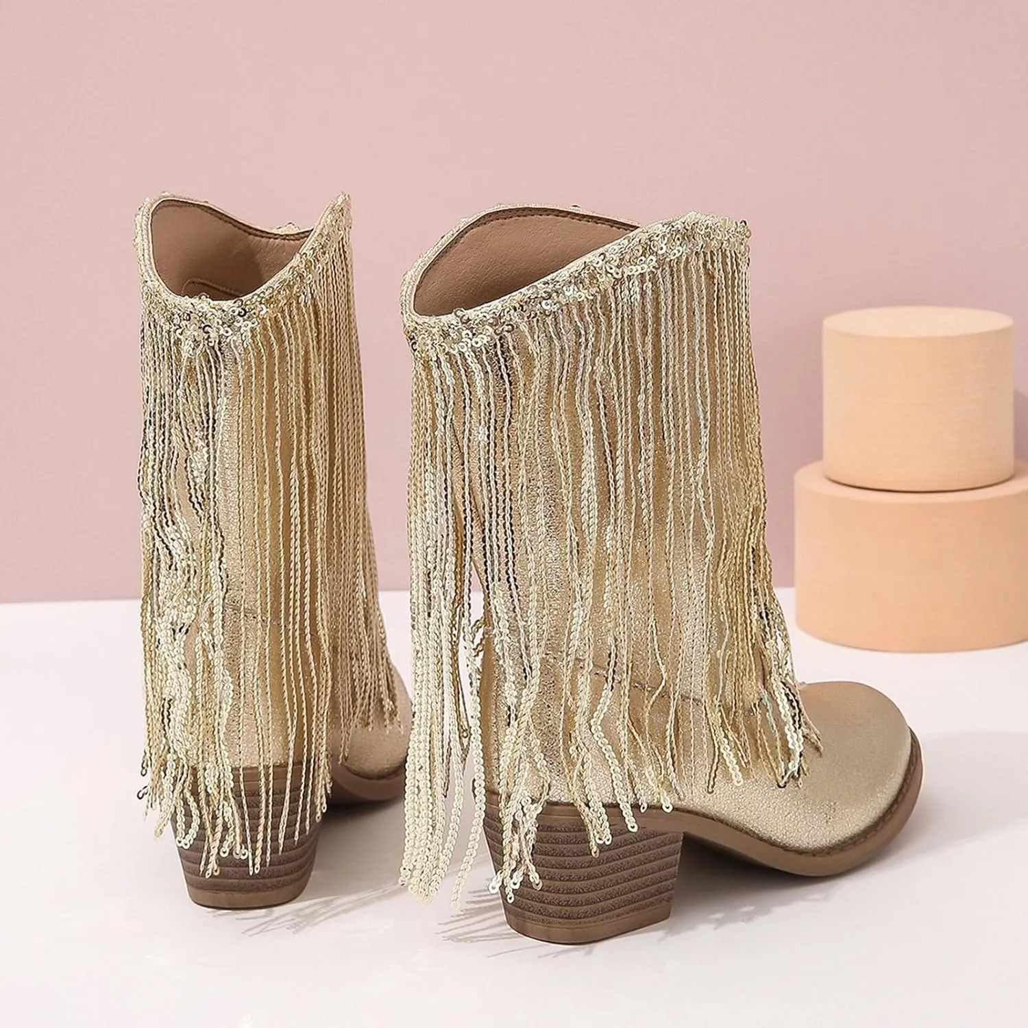 Cowboy Tassel Boots With Side Zipper For Kids Baby Toddler Girls 𝐖aterproof 𝗠occasins Flat Shoes Outdoor Slip On Shoes