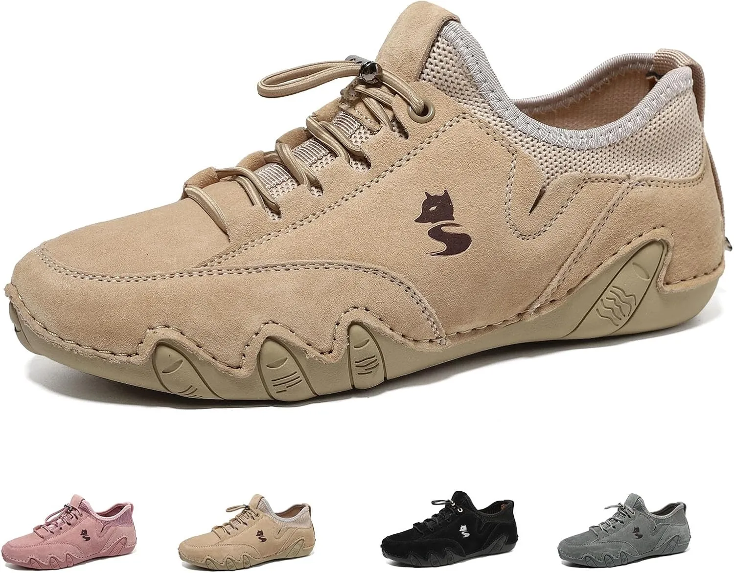 Cubicbee Women's Italian Handmade Suede Low Boots Outdoor Trail Shoes for Hiking & Walking Breathable Mesh Non-Slip Lightweight Casual Sneakers Quick Laces Outdoors Sneakers