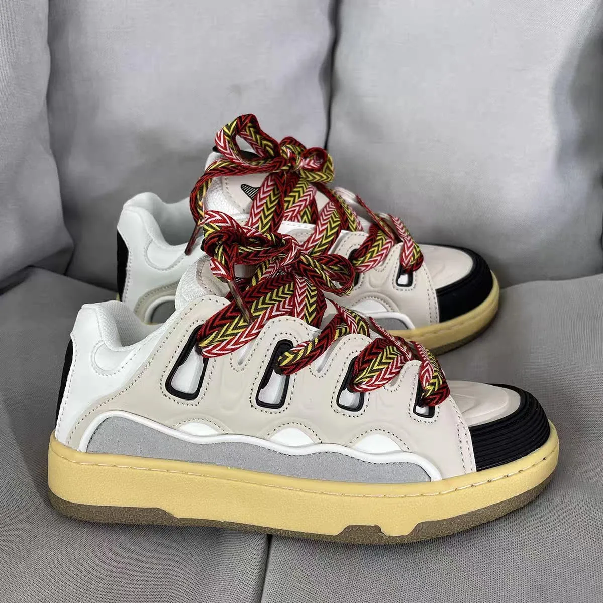 Cute Y2K Shoes Chunky Platform Lace-up Comfy Non Slip Training Skate Sneakers Retro-Inspired Casual Athletic Footwear for Students Women Girls Campus Back to School