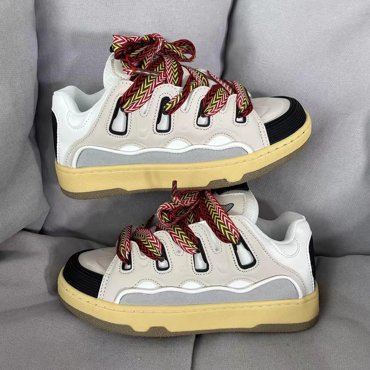 Cute Y2K Shoes Chunky Platform Lace-up Comfy Non Slip Training Skate Sneakers Retro-Inspired Casual Athletic Footwear for Students Women Girls Campus Back to School