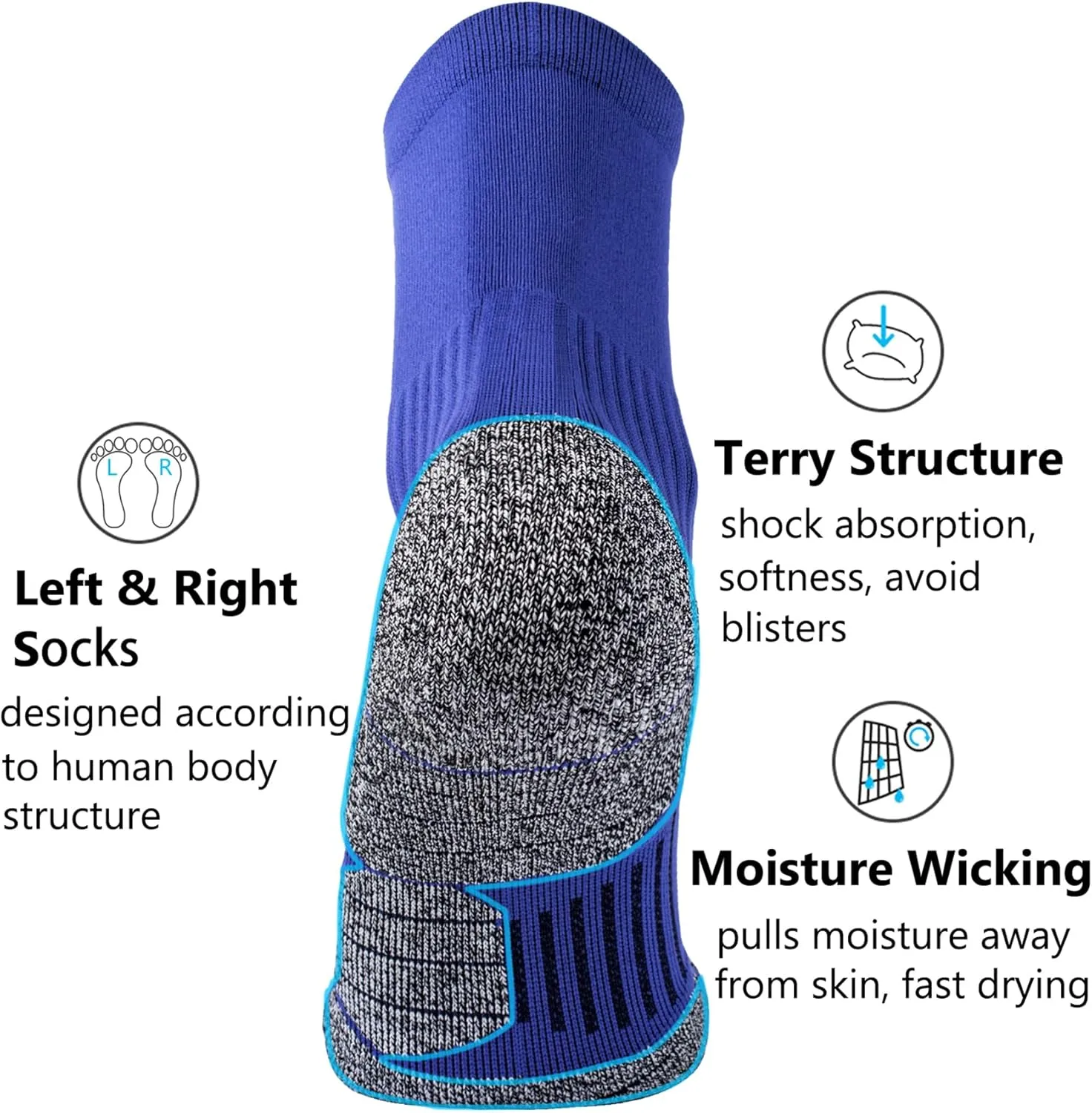 CWVLC Compression Athletic Quarter Socks Cushioned for Men Women