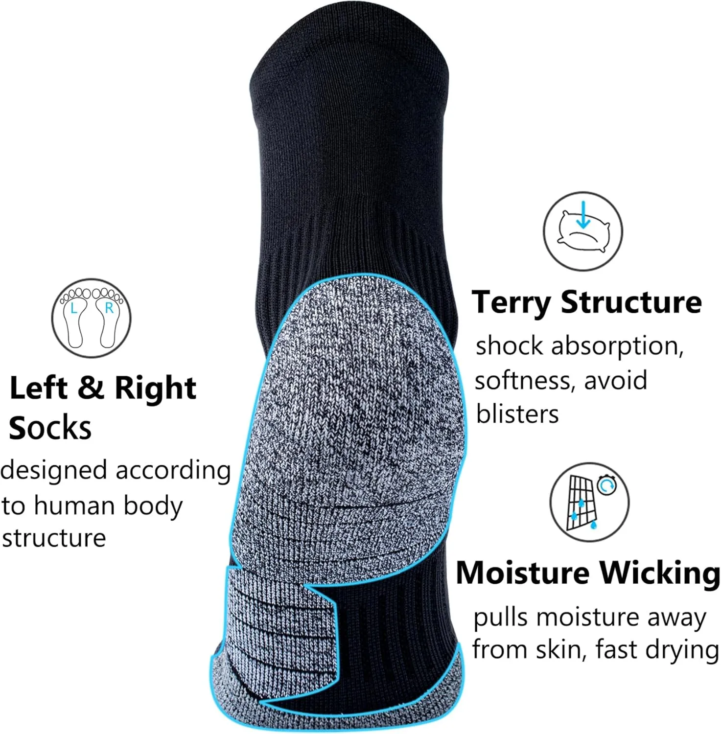 CWVLC Compression Athletic Quarter Socks Cushioned for Men Women