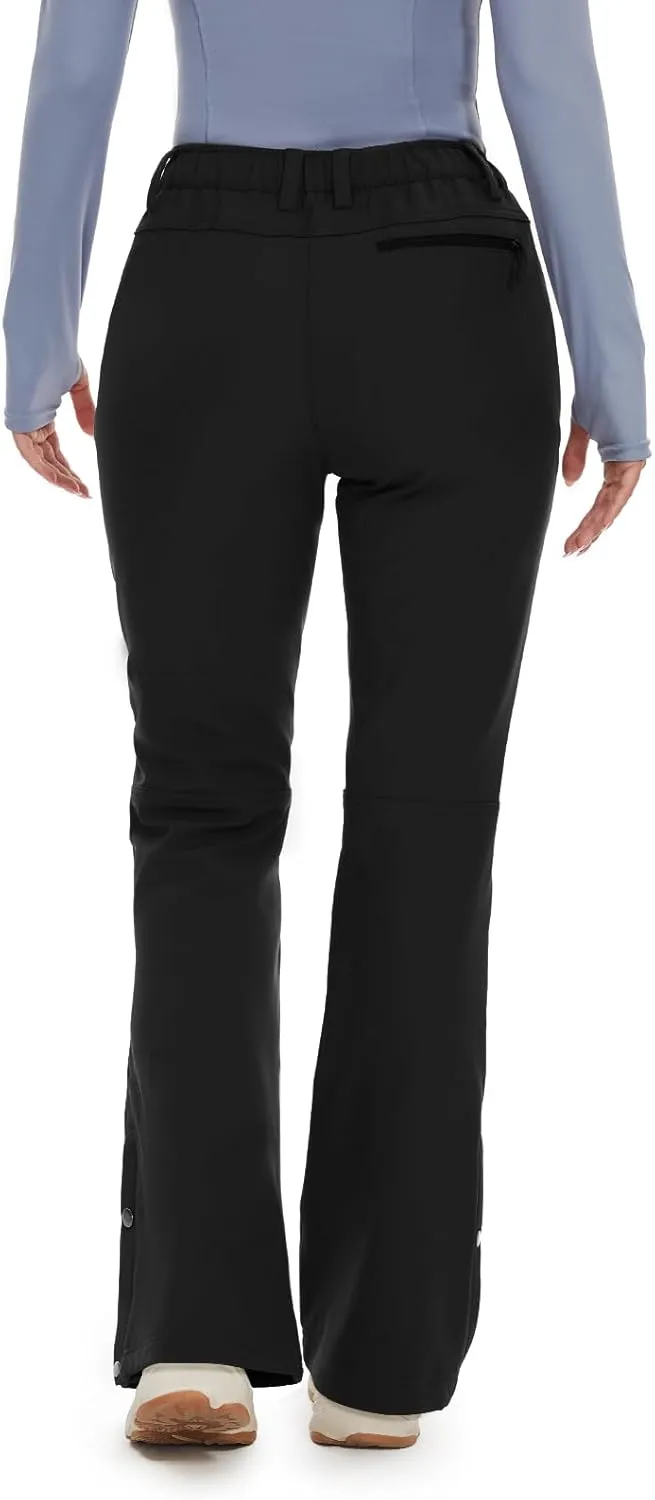 Cycorld Women's Snow Ski Pants Fleece Lined Waterproof Softshell Insulated Flare for Snowboarding Hiking Winter Outdoor