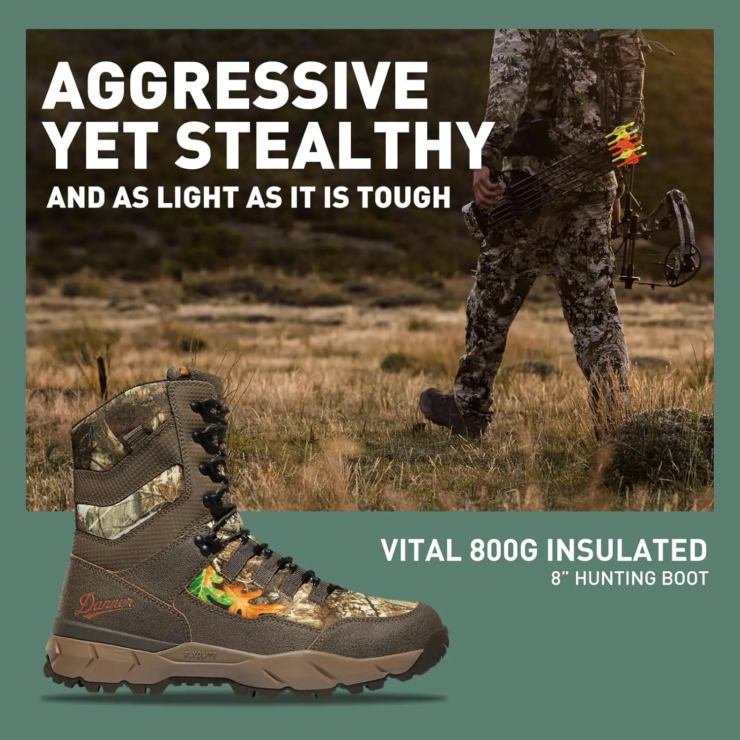 Danner Vital Waterproof Hunting Boots for Men with 800g Thinsulate Ultra Insulation, Breathable Danner Dry Barrier, Comfort Footbed & Traction Outsole