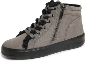 Dearfoams Women's Original Comfort Outside Zip & Lace Bootie with Faux Fur Detail Platform